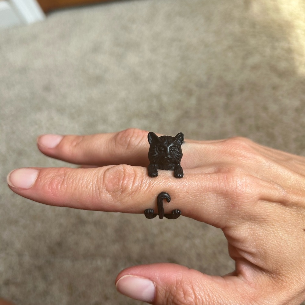 Black Cat Adjustable Ring
